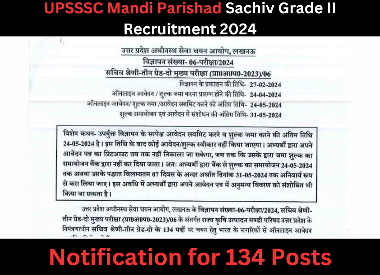 UPSSSC Mandi Parishad Sachiv Grade II Recruitment